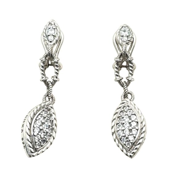 Designer Judith Ripka Sterling Silver Chandelier Pierced Earrings - Picture 1 of 3